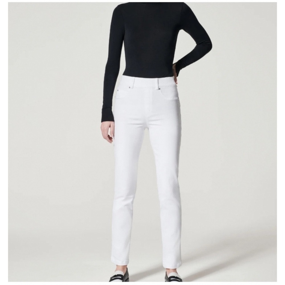 Spanx Skinny Jean Women Medium White NEW Ankle Pull On Shaping Minimalist